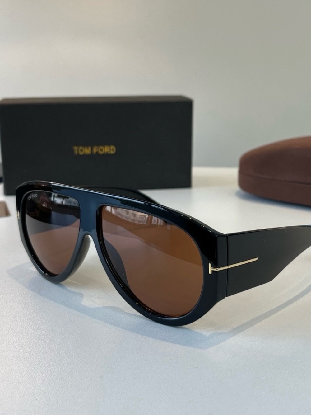 Tom Ford Black Frame Sunglasses with Brown Lenses